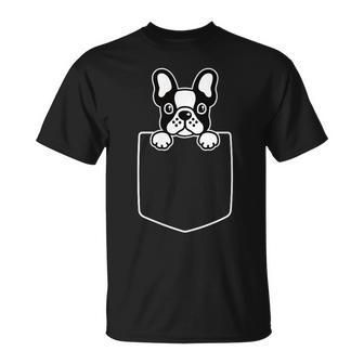 かわいいパイドフレンチブルドッグ ポケットに入れた犬 愛犬 ペットオーナー Tシャツ - Kawaiitshirt