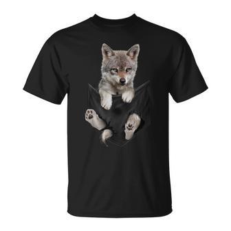 かわいい毛皮のような茶色のオオカミのポケット Tシャツ - Kawaiitshirt
