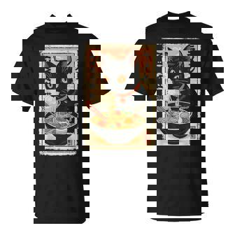 かわいい猫とラーメン麺 日本のアニメ漫画 Tシャツ - Kawaiitshirt