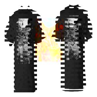 かわいい着物猫 自撮り 抹茶 バブルティー Tシャツ - Kawaiitshirt