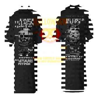 かわいい黒猫ハロウィン衣装カボチャデザインマスク面白い Tシャツ - Kawaiitshirt