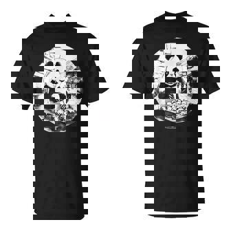 たこ焼き パンダ 水墨画 日本食 大阪 おもしろ 和風 動物 Tシャツ - Kawaiitshirt