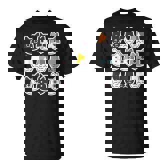 ねこ 9《ふぇいす》猫《黒・白・ハチワレ・三毛・ロシアン》【どうぶつフレンズ】顔 ゆるくて かわいい 動物 イラスト Tシャツ - Kawaiitshirt