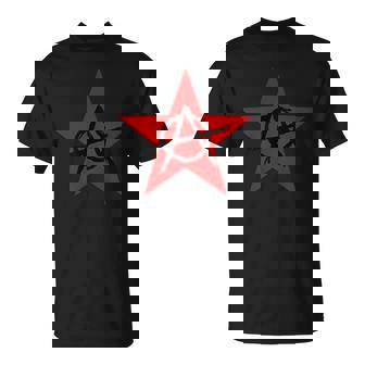 アナーキーサイン、ブラック、レッド、星、海賊、反逆者、パンク、アンチ。 Tシャツ - Kawaiitshirt