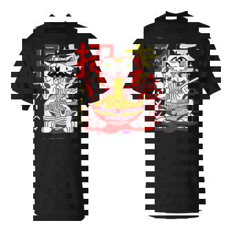 アニメ ラーメン 猫 レトロ 和麺 美的 カワイイ Tシャツ - Kawaiitshirt