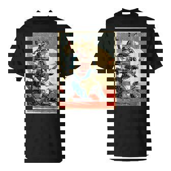 アニメ 日本の侍猫 エレキギターを弾くアートワーク Tシャツ - Kawaiitshirt