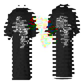 アフリカの地図-アフリカの国の旗の贈り物が付いているアフリカの地図 Tシャツ - Kawaiitshirt