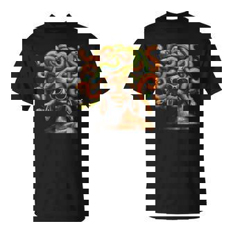アフロ ブラック メラニン スキントーン メデューサ ヘビ ヘアスタイル Tシャツ - Kawaiitshirt