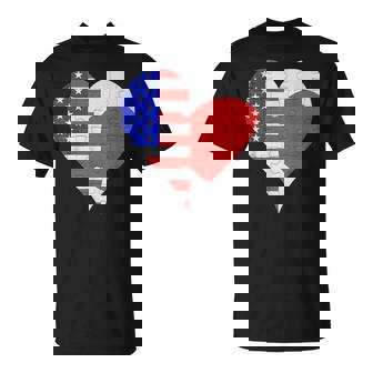 アメリカ日本国旗ハート Tシャツ - Kawaiitshirt