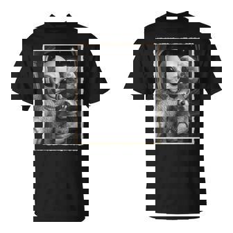 アライグマとエイリアンセルフィー、Ufo&地球写真、面白いエイリアン Tシャツ - Kawaiitshirt