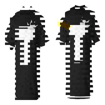 アルファベット T 大文字モノグラム イニシャル キング クイーン クラウン Tシャツ - Kawaiitshirt