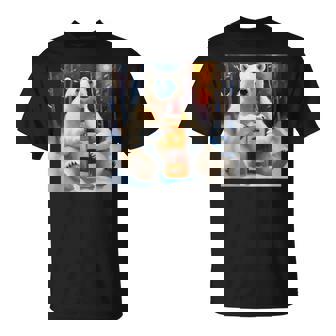 ウイスキーが飲みたいと目で訴える白熊 半袖 男女兼用 Tシャツ - Kawaiitshirt