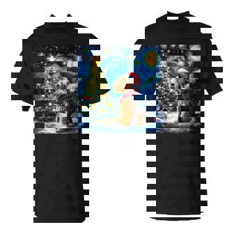 エアデール・テリア 星降る夜 クリスマス ゴッホ 犬の休日 Tシャツ - Kawaiitshirt