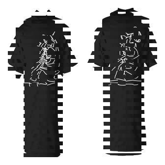 エレガントなラインアート ブリティッシュショートヘアの猫 Tシャツ - Kawaiitshirt