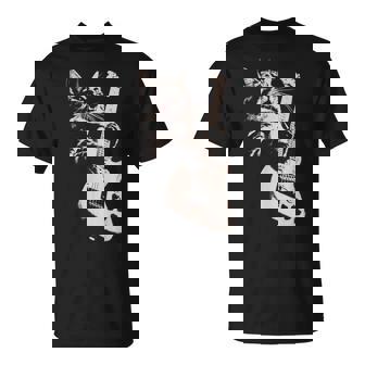 エレキギターを弾く猫 面白い猫ロッカー ロックショーで Tシャツ - Kawaiitshirt