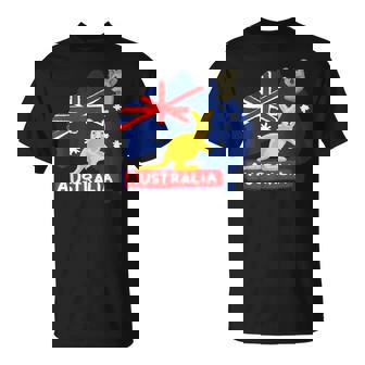 オーストラリア国旗マップ コンチネント カンガルー コアラ Tシャツ - Kawaiitshirt