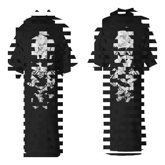 オートバイのホットロッドスカルとクロスボーンピストン Tシャツ - Kawaiitshirt