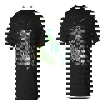 カマキリのサングラスをかぶったコスチュームファニーバグ昆虫 Tシャツ - Kawaiitshirt