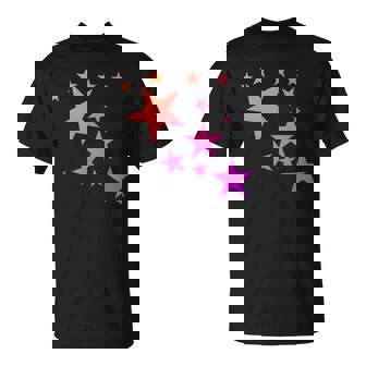 カラフルなオレンジピンクの星、流れ星柄デザイン。 Tシャツ - Kawaiitshirt