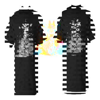 カラフルなキリン 動物 恋人 スプラッシュアート Tシャツ - Kawaiitshirt