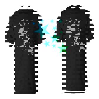 カラフルなグリーンブルーの星、星柄デザイン。 Tシャツ - Kawaiitshirt