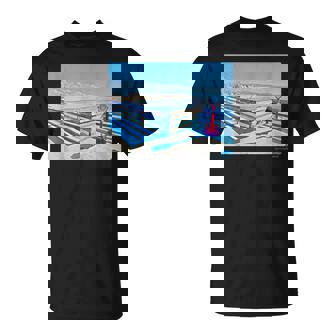 カリフォルニアの桟橋からのカラフルな海の景色 Tシャツ - Kawaiitshirt