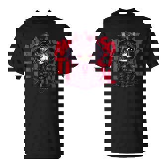 カワイイ アニメ ゴシック 猫 女の子 ちび 反社会的 メンヘラ グランジ Tシャツ - Kawaiitshirt