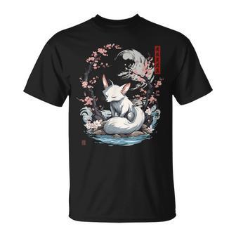 キツネ 妖怪 白狐 幽霊 浮世絵 ヴィンテージ Tシャツ - Kawaiitshirt