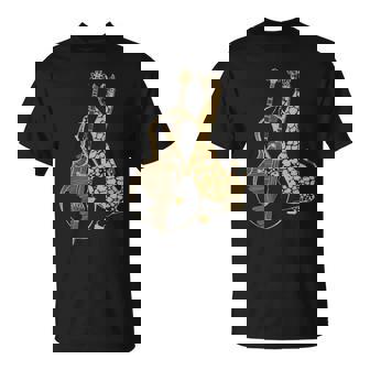 キリン 演奏 チェロ おもしろい 動物 チェリスト ロック ミュージシャン アート Tシャツ - Kawaiitshirt