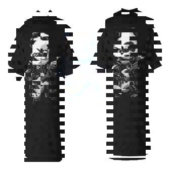ギター ロック音楽を備えたヘビー ロック メタル パンダ Tシャツ - Kawaiitshirt