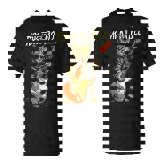 ギターを弾くロックな猫 音楽好き猫好き向けデザイン Tシャツ - Kawaiitshirt