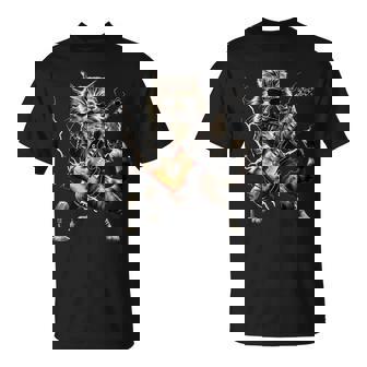 ギターを弾くロックキャット 面白いギター猫 Tシャツ - Kawaiitshirt