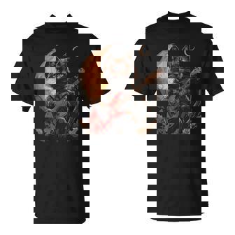 ギターを弾くロックキャット 面白いロックミュージックギター猫 Tシャツ - Kawaiitshirt