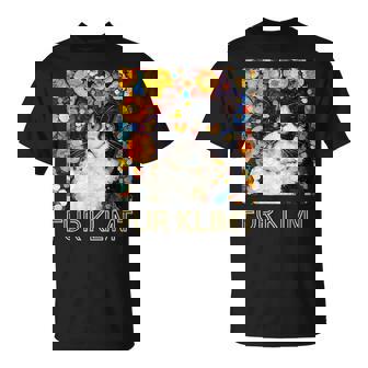 クリムト絵画の猫、猫好き、エキゾチックショートヘア、アーティスト Tシャツ - Kawaiitshirt