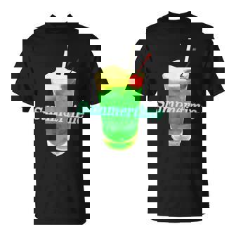 クリームソーダ・夏【 サマータイム 】メロンソーダ 緑 リゾート・夏 大好き 昭和 レトロ Tシャツ - Kawaiitshirt