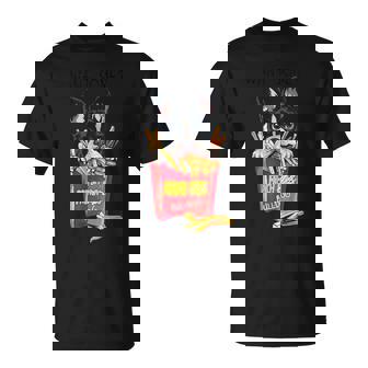 クールなフレンチブルドッグがフライドポテトを食べるグラフィッククールなデザイン。 Tシャツ - Kawaiitshirt