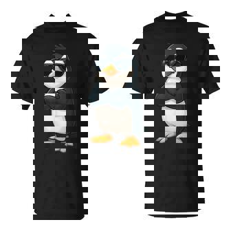 クールなペンギン漫画面白い動物サングラス付き Tシャツ - Kawaiitshirt