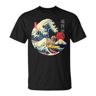 ケアンテリア 日本の神奈川波 サーフ 忠実な犬 Tシャツ - Kawaiitshirt