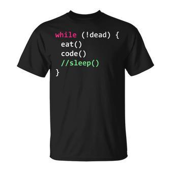 コンピュータサイエンスのpythonプログラマはコードの睡眠を食べます Tシャツ - Kawaiitshirt