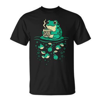 コーヒーとオタマジャクシのアートで面白い最高のお父さんカエル Tシャツ - Kawaiitshirt
