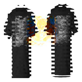 ゴッホ 猫 絵画 面白い 芸術的 猫 コーヒー愛好家 Tシャツ - Kawaiitshirt