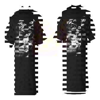 ゴリラ 演奏 ギター 面白い ロック 音楽 ギター ゴリラ Tシャツ - Kawaiitshirt