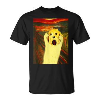 ゴールデンレトリバー 面白いtシャツ 犬 ムンクの叫び かわいい メンズ 子供 おもしろ 服 グッズ ネタ Tシャツ - Kawaiitshirt