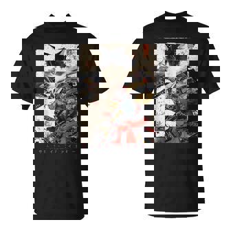 サムライ 猫戦士 浮世 墨絵 猫 サムライ Tシャツ - Kawaiitshirt