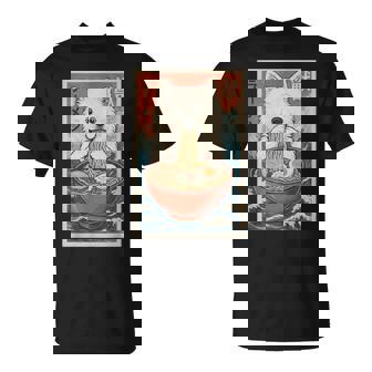 サモエド 食べる ラーメン カワイイ アニメ 犬好き Tシャツ - Kawaiitshirt