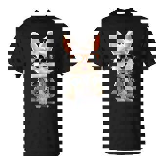 サングラスをかけたうさぎ 茶色のうさぎ かわいいうさぎ Tシャツ - Kawaiitshirt