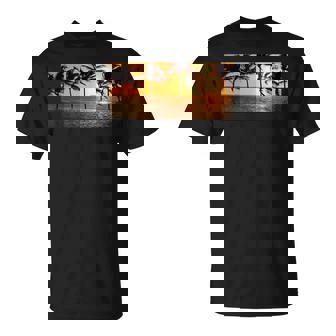 サンセット ビーチ ヤシの木 クール 海 サーフィン Tシャツ - Kawaiitshirt