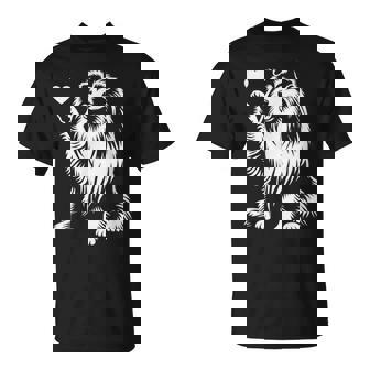 シェットランド・シープドッグ お座り犬 ハート シェルティ グラフィック デザイン Tシャツ - Kawaiitshirt