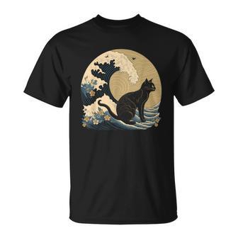 シュールレアリズム 日本画 黒猫 Tシャツ - Kawaiitshirt