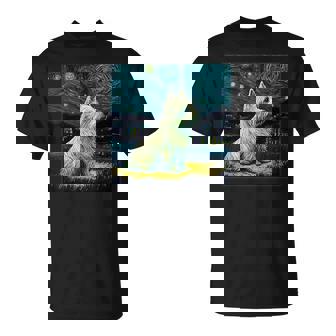 シュールレアリズム 星月夜 ウェスティ 犬 Tシャツ - Kawaiitshirt